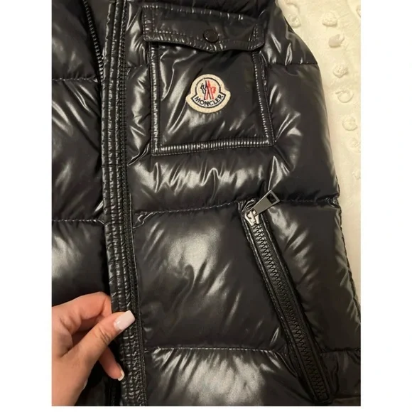Moncler Black Puffer Jacket with Comic Detail